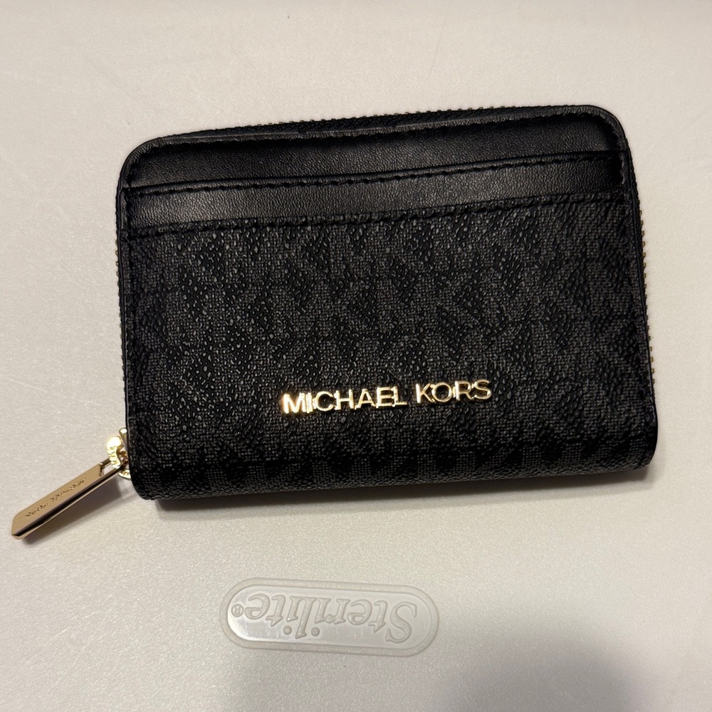 Michael Kors Black and Gold Zip Wallet